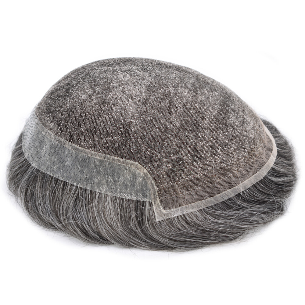 Mens Toupee Hairpiece French Lace Front Hair Replacement System for Men Wig