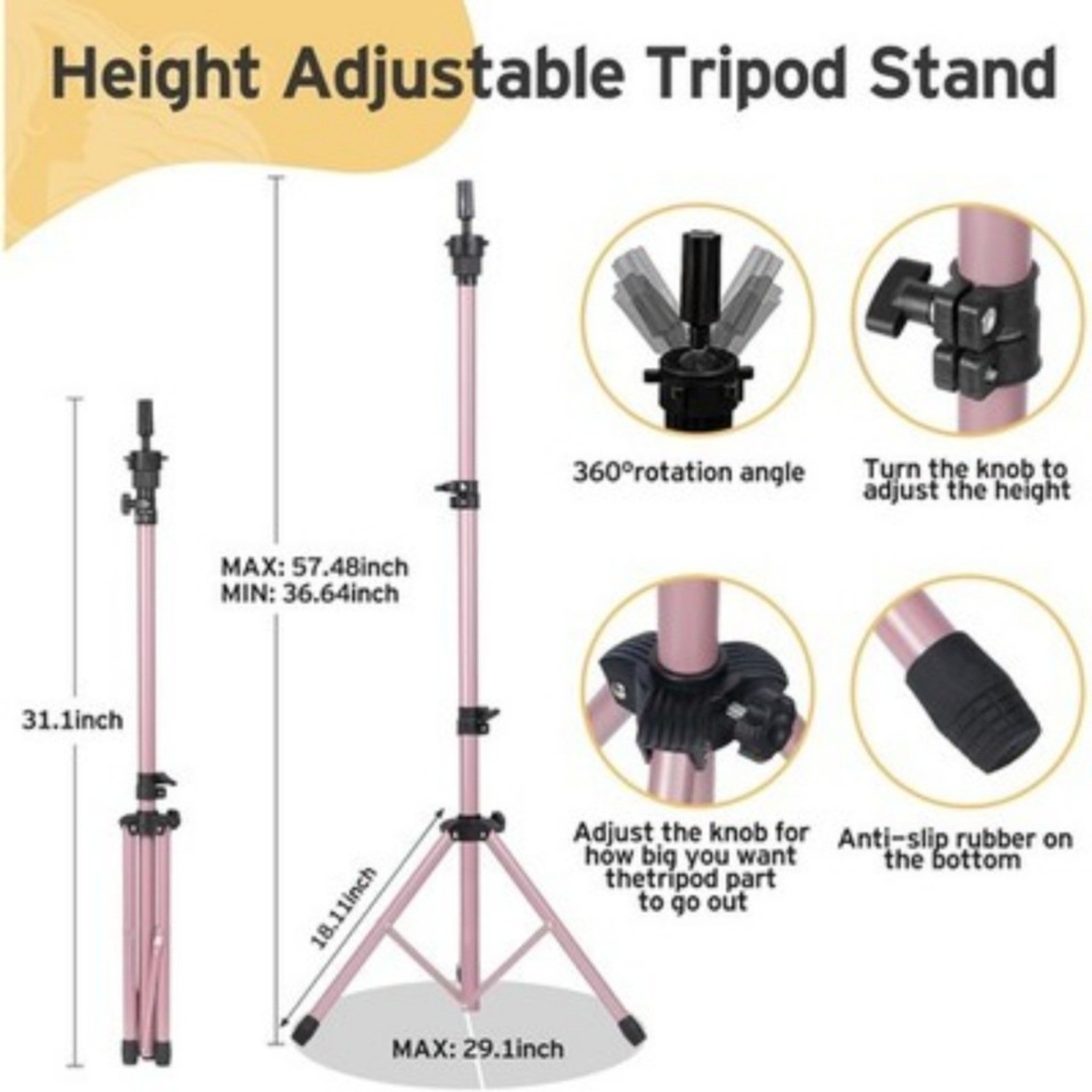 Professional Wig Head Stand Adjustable Tripod Manikin Mannequin Display Holder