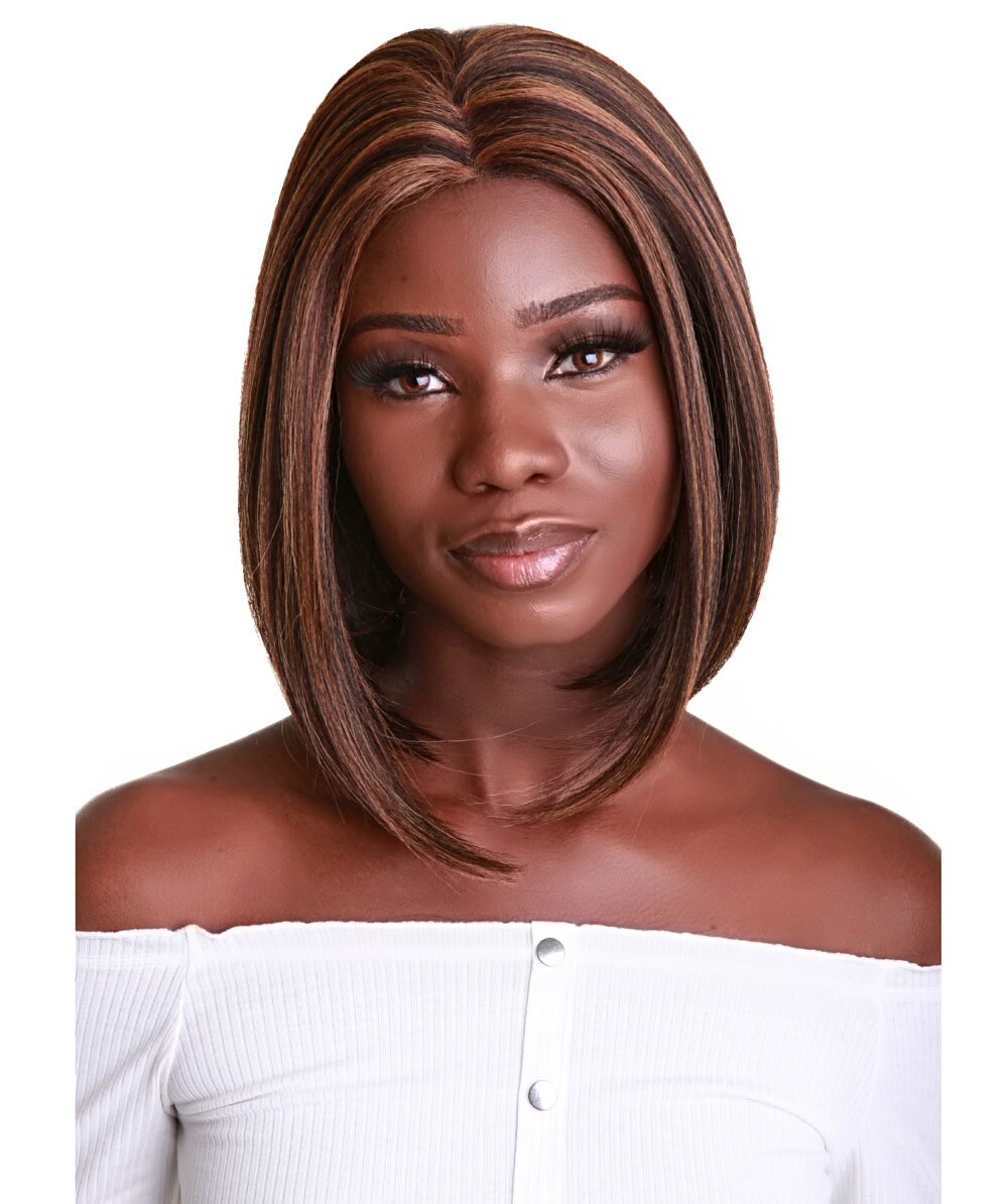 Keda Straight 9.5″ Long 4X4 Hand-Tied Lace Front Wig, Good Heat Resistant Fiber