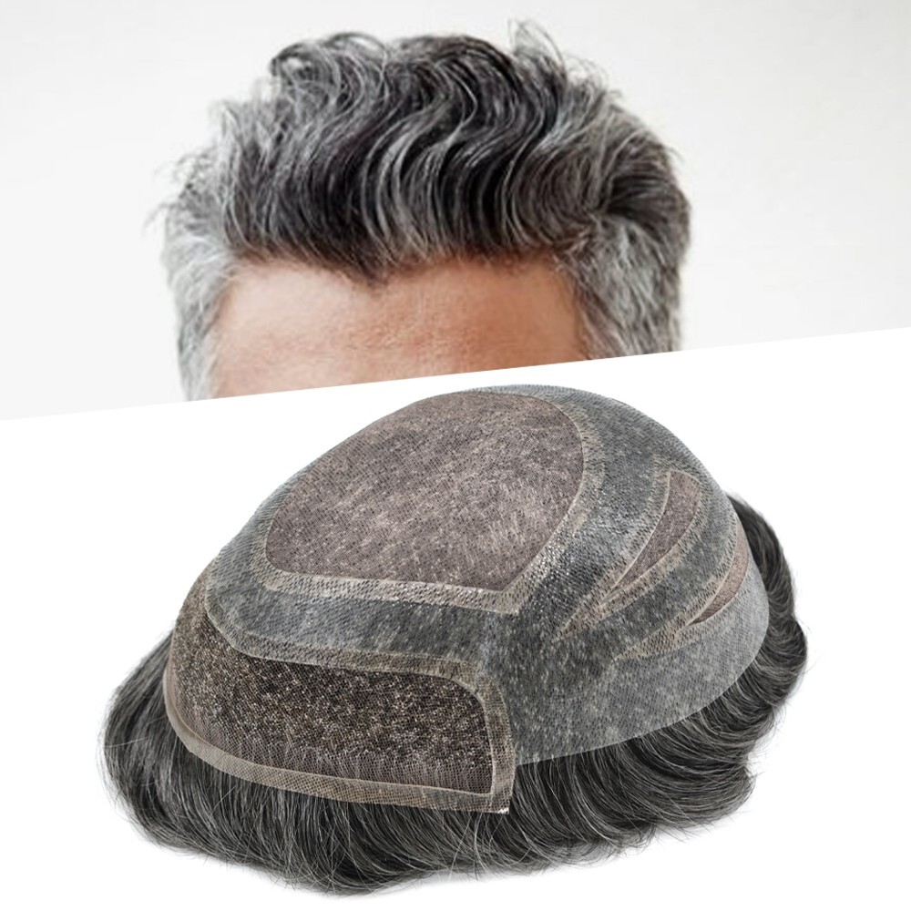 Mens Toupee Hair Replacement System Lace Front Mono Skin Human Hair Pieces US
