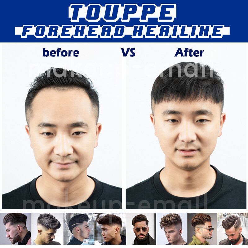 Front Hairline Mens TOupee 100 HUman Hair Replacement System Hairpiece Thin SKin