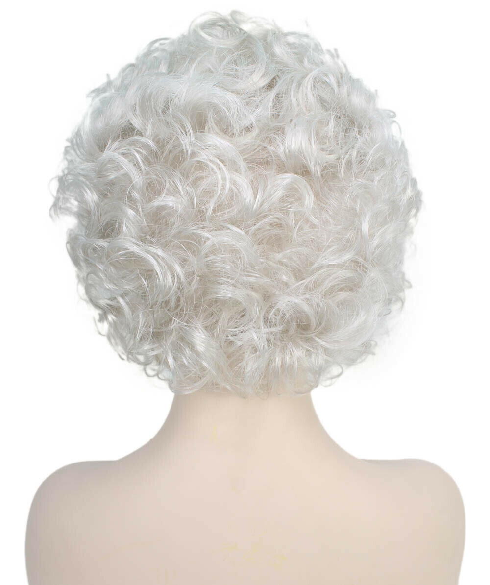 Monroe – Curly Kanekalon Synthetic Fiber Full Wig, 4 – 4.5 in, Silver Grey