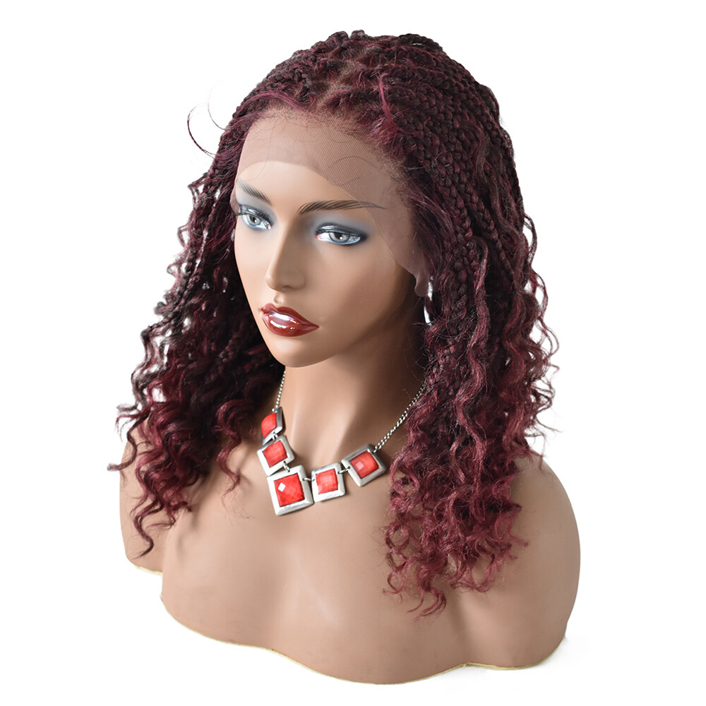 Hand Braided Cornrow Women Wig Lace Front Lightweight Glueless Synthetic Wavy US
