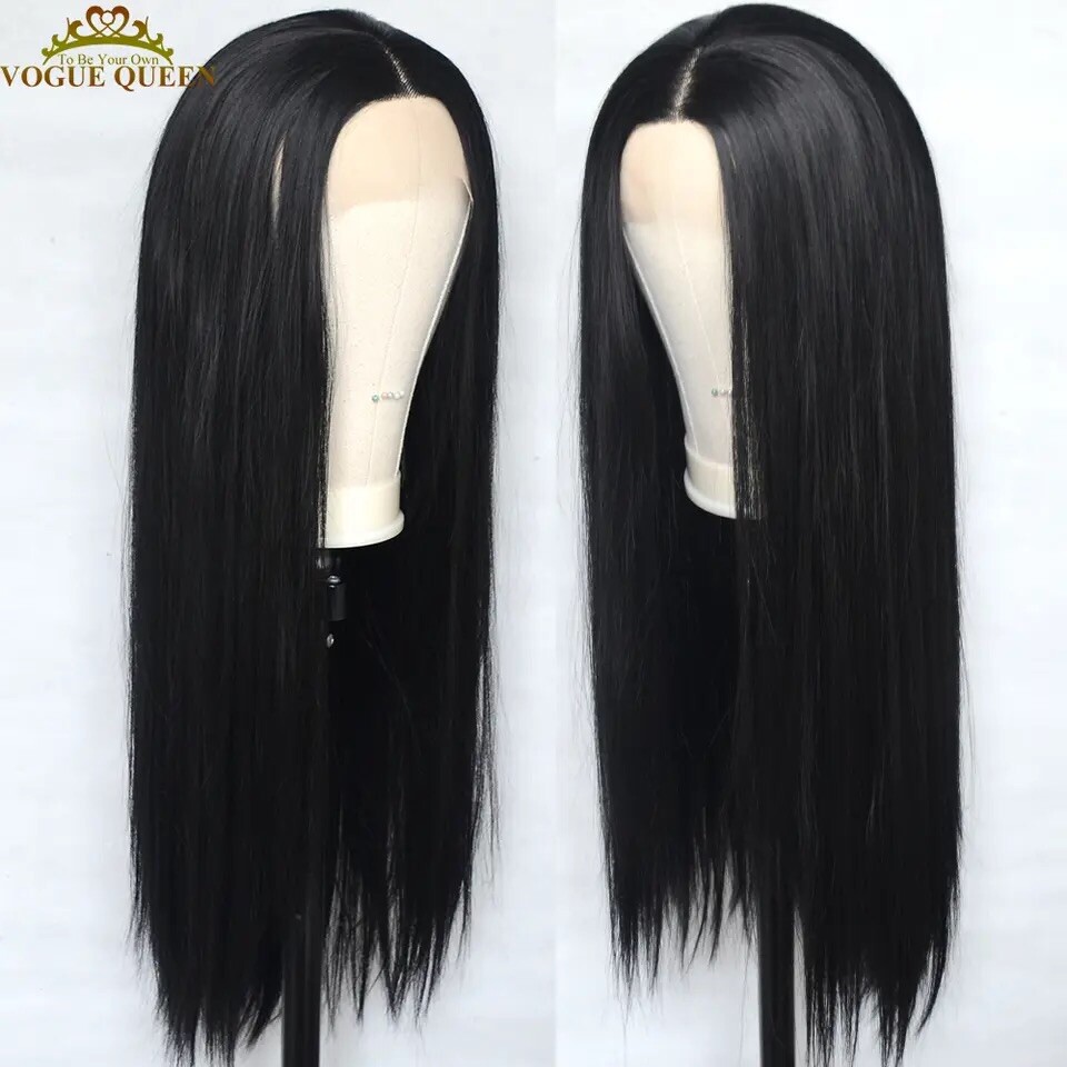 24in 1B Synthetic 13×4 Lace Front Wig Heat Resistant Fiber Natural Hairline