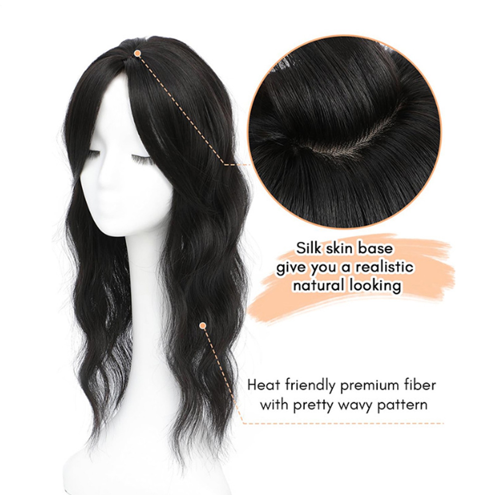 18-Inch Heat-Resistant Curly Wig Clip with Invisible Claw Clip for Natural Look`