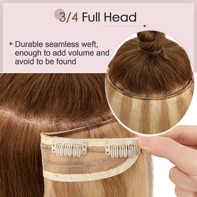 CLEARANCE One Piece 100% Real Remy Human Hair Extension Clip in V-shape Balayage