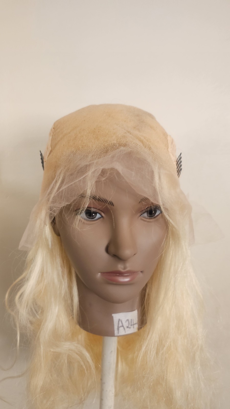 High Quality regular Top 28 ” blonde straight 100% Virgin Human Hair Lace Wig