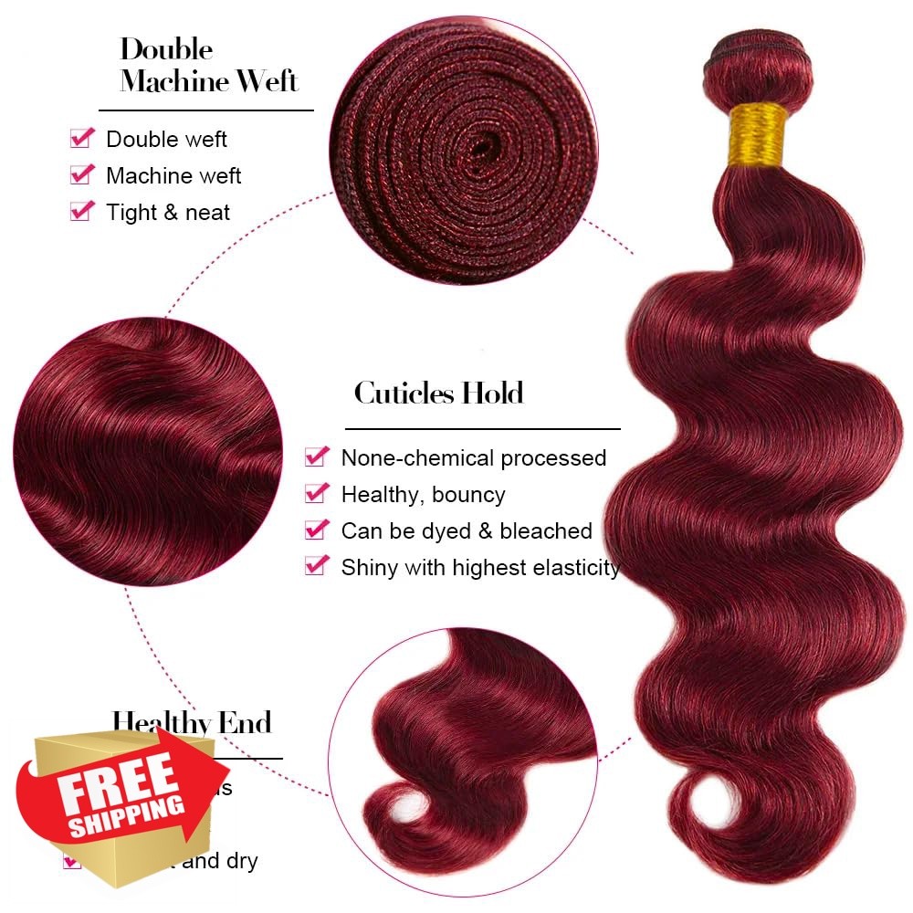 Vinmdonm 34 Inch #99J Burgundy 330g Bundles