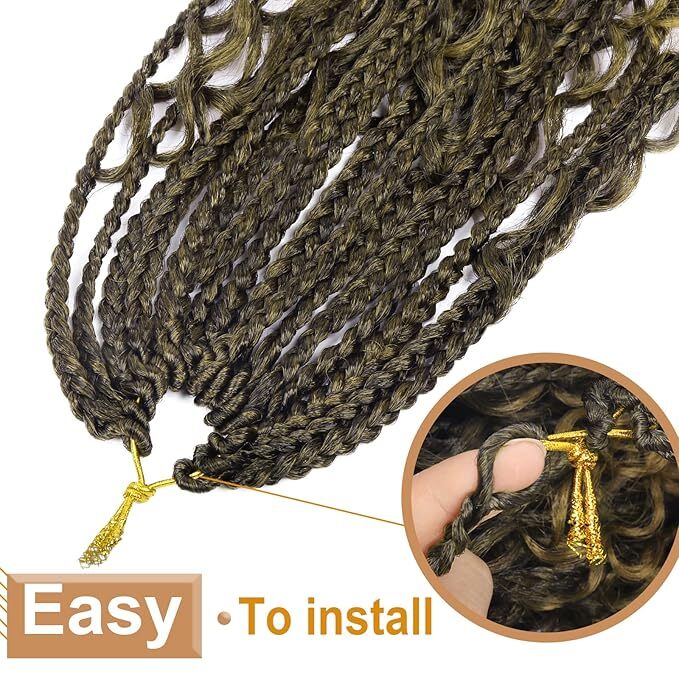 8pk Goddess Synthetic Bohemian Box Braids Crochet Hair With Curly Ends 22″ T27