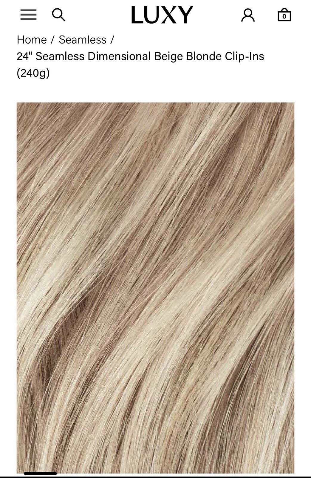 LUXY HAIR EXTENSIONS DIMENSIONAL BEIGE BLONDE SEAMLESS CLIP INS 24in 240g