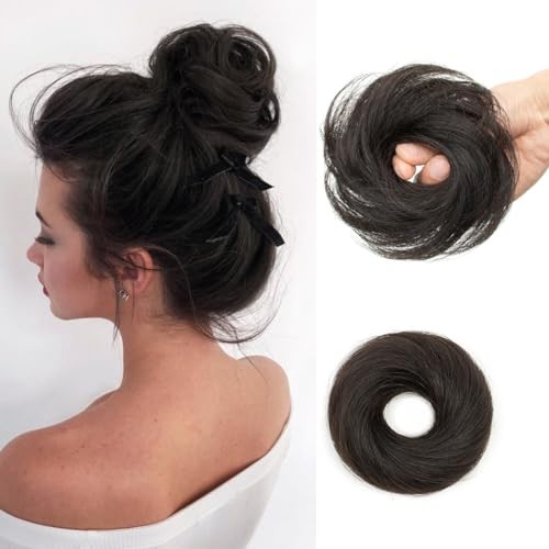 Hair Bun Natural Black Messy Bun Hair Small Messy Bun 1PCS Natural Black 1B