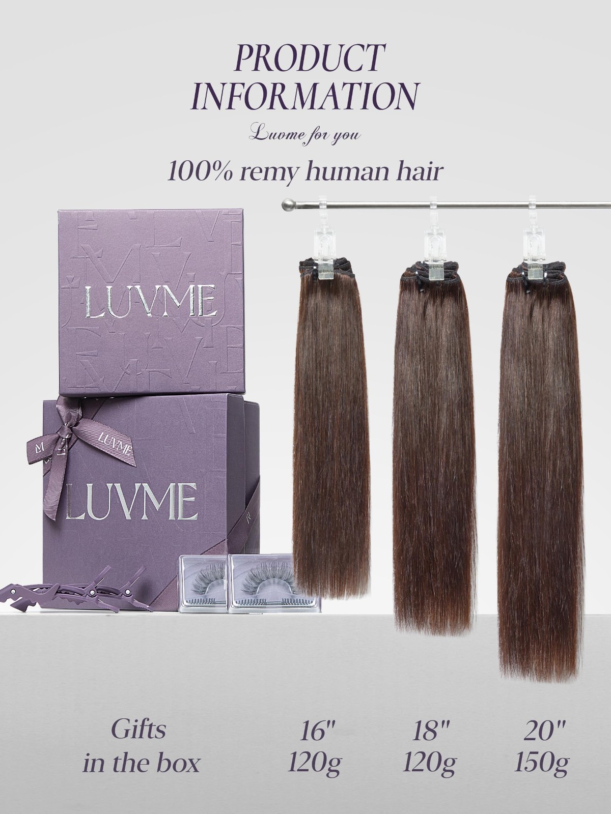 Handmade Clip-In Hair Extensions 18″ 120g 7pcs Rich Mocha Brown Straight Double