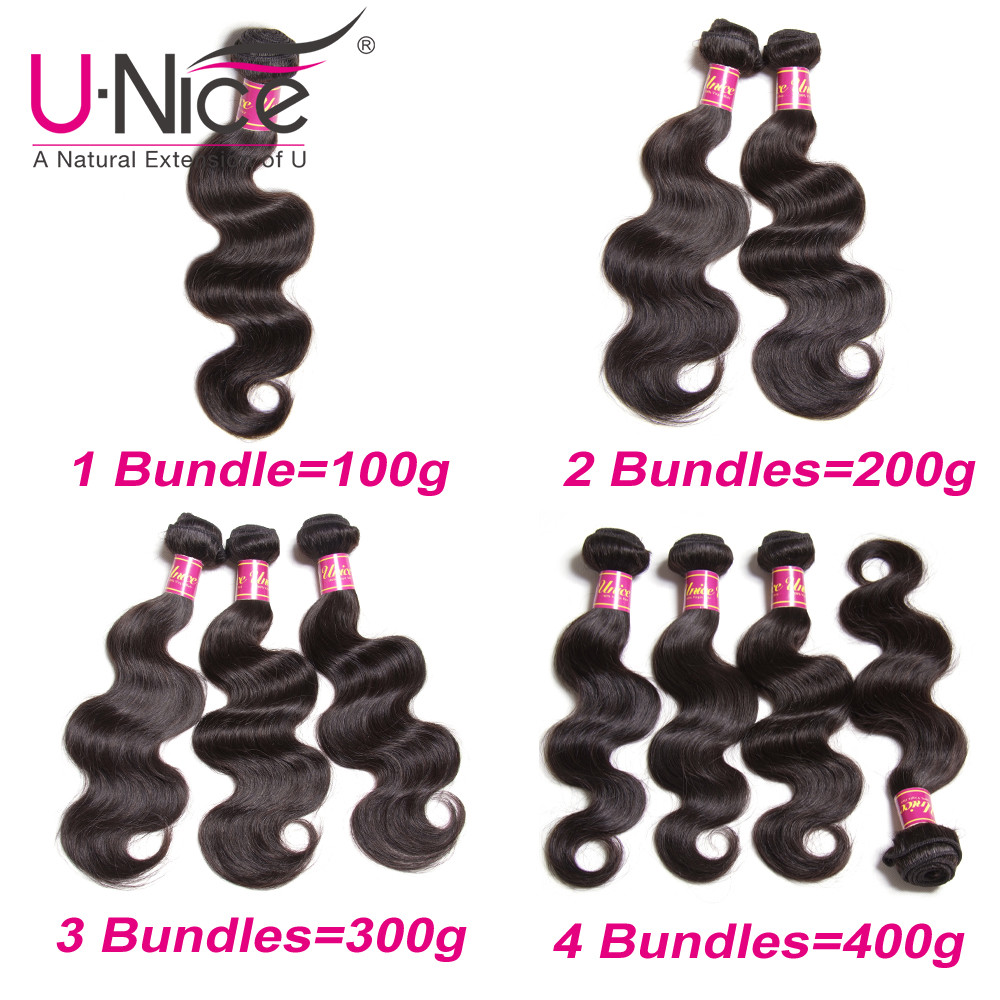UNice Hair Cambodian Body Wave Bundles Virgin Human Hair Extensions Weaves Wefts