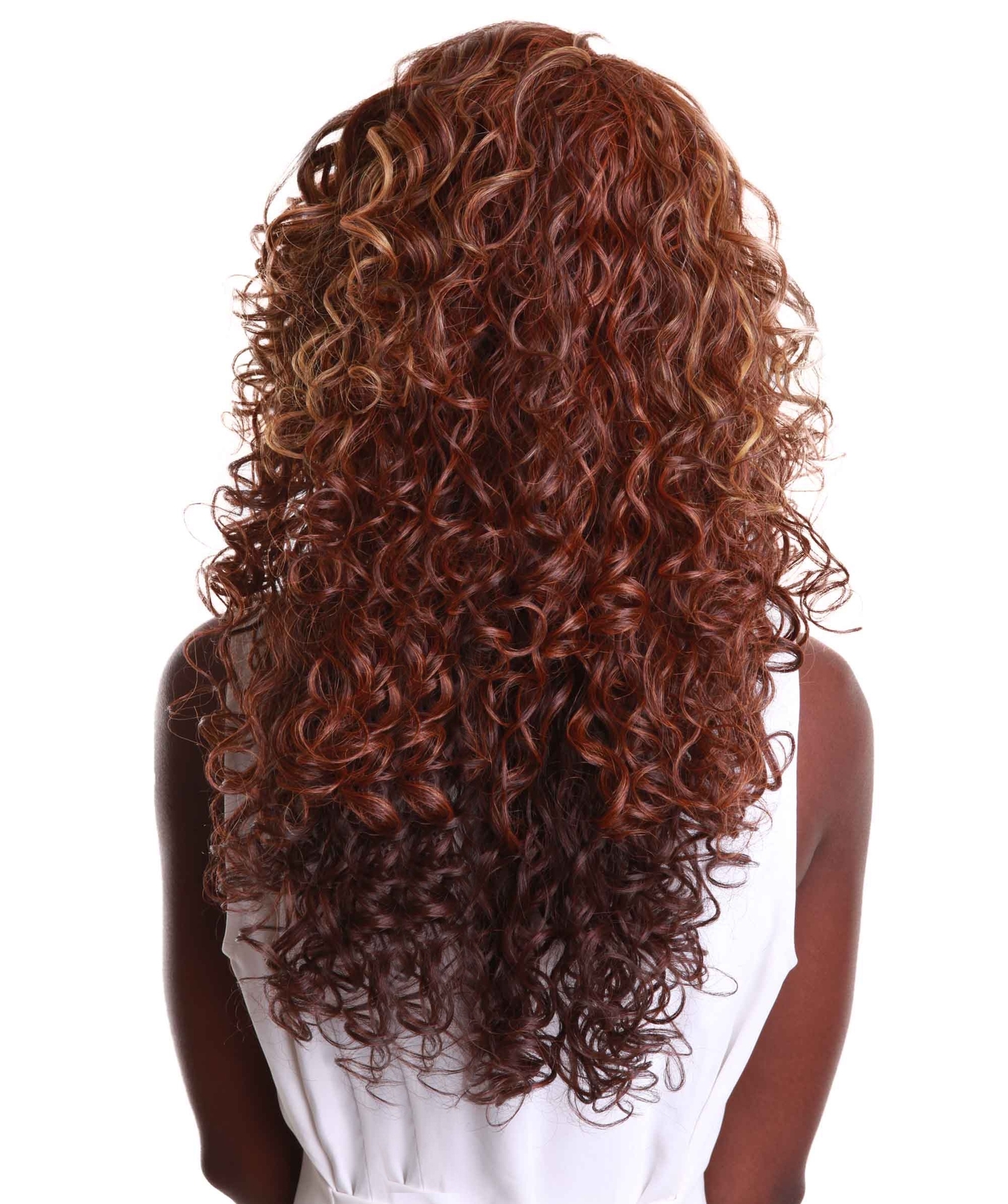 LUXLUXE Mariah Curly 16″ Long 7×4 Hand-Tied Lace Front Wig, Auburn Brown Blend