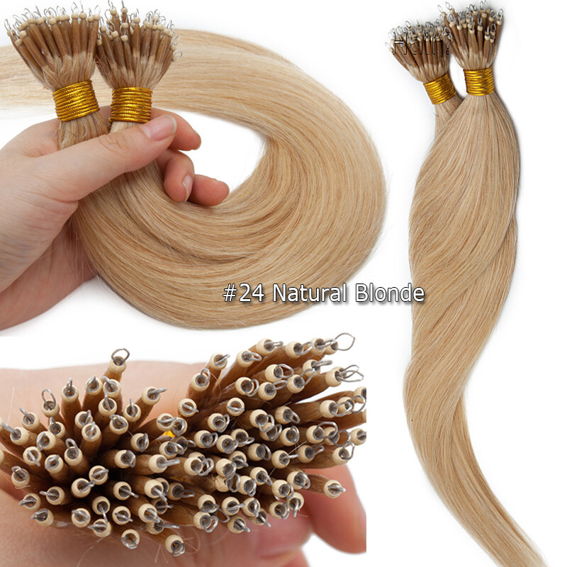 Nano Ring Loop Remy Human Hair Extensions Thick Full Head Micro Bead Tip 150G 8A