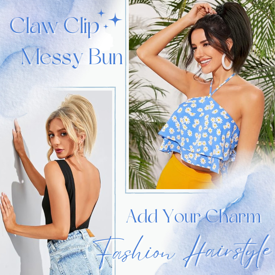 Claw Clip in Messy Bun High Ponytail Extensions Curly Hairpiece Scrunchie Updo