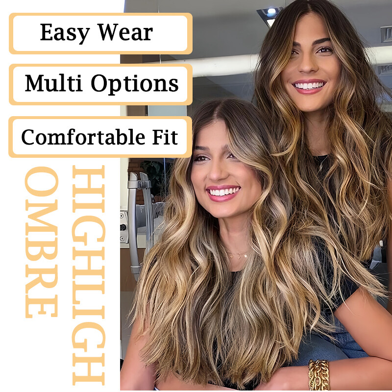 8 Pieces Thick Clip In Hair Extensions Long False Hair Piece Highlight Balayage