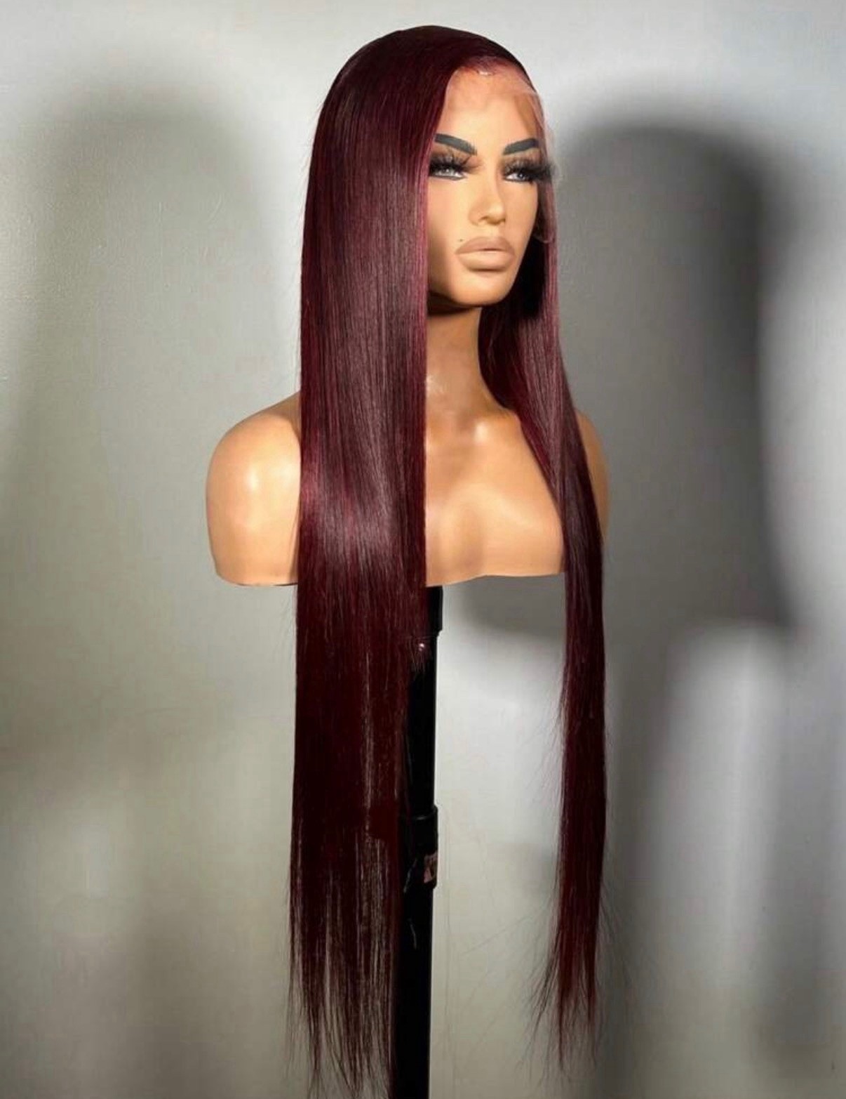 Lace Front Long Straight Burgundy Wig for Women, 20in 13*4