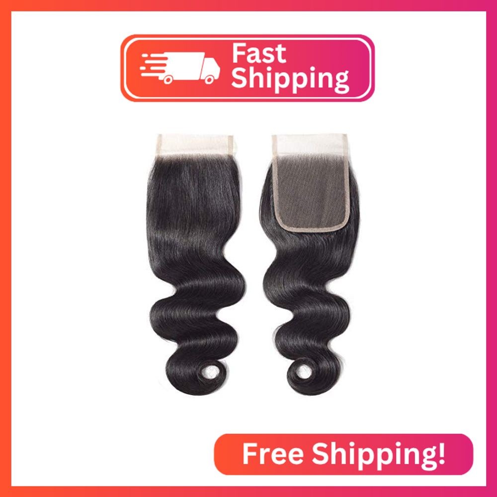DMS Body Wave Human Hair Lace Closure 4×4 Free Part Swiss Lace Closure 12A Brazi