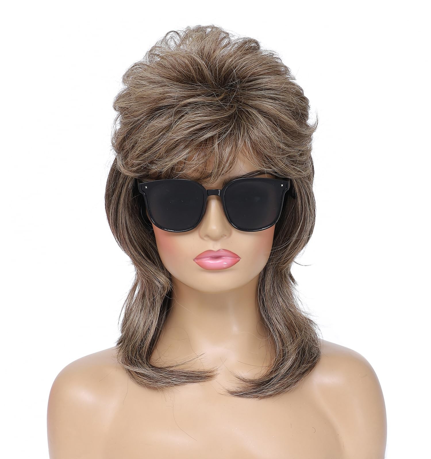 Light Brown Mullet Wig for Women Joe Dirt Style Emo 80s Costume Accessory