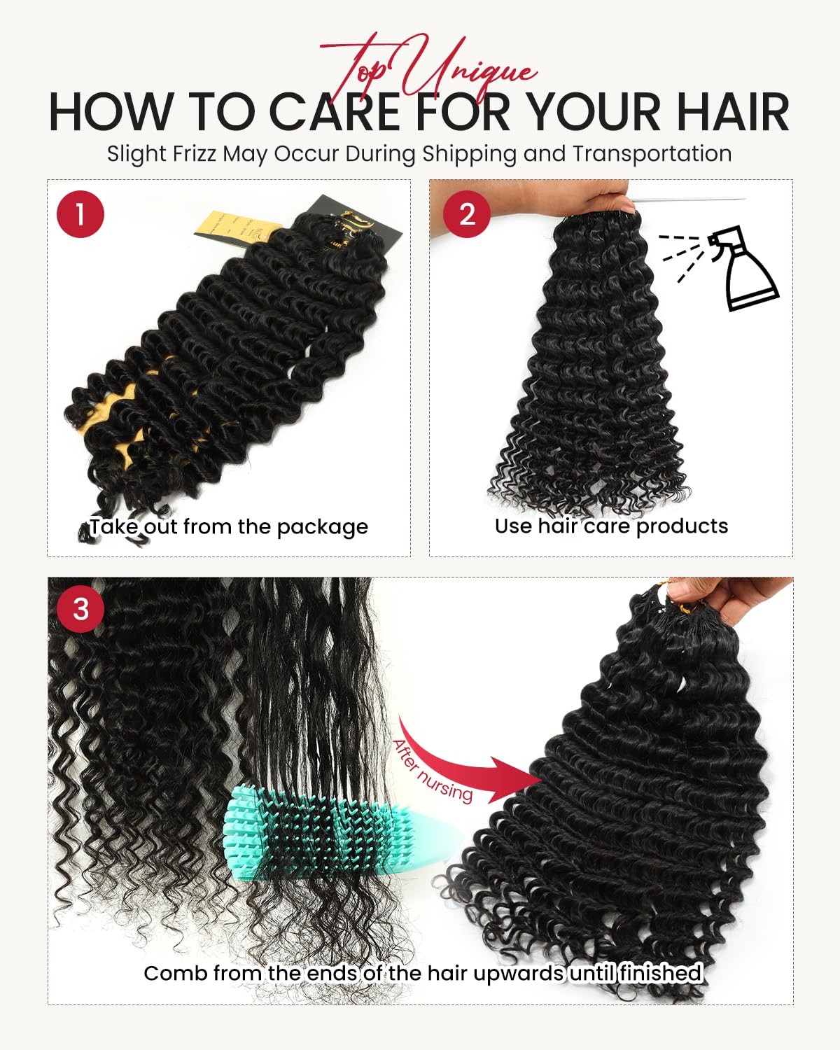Topunique 14 Inch Deep Wave Pre-Separated Crochet Human Hair 160G Invisible