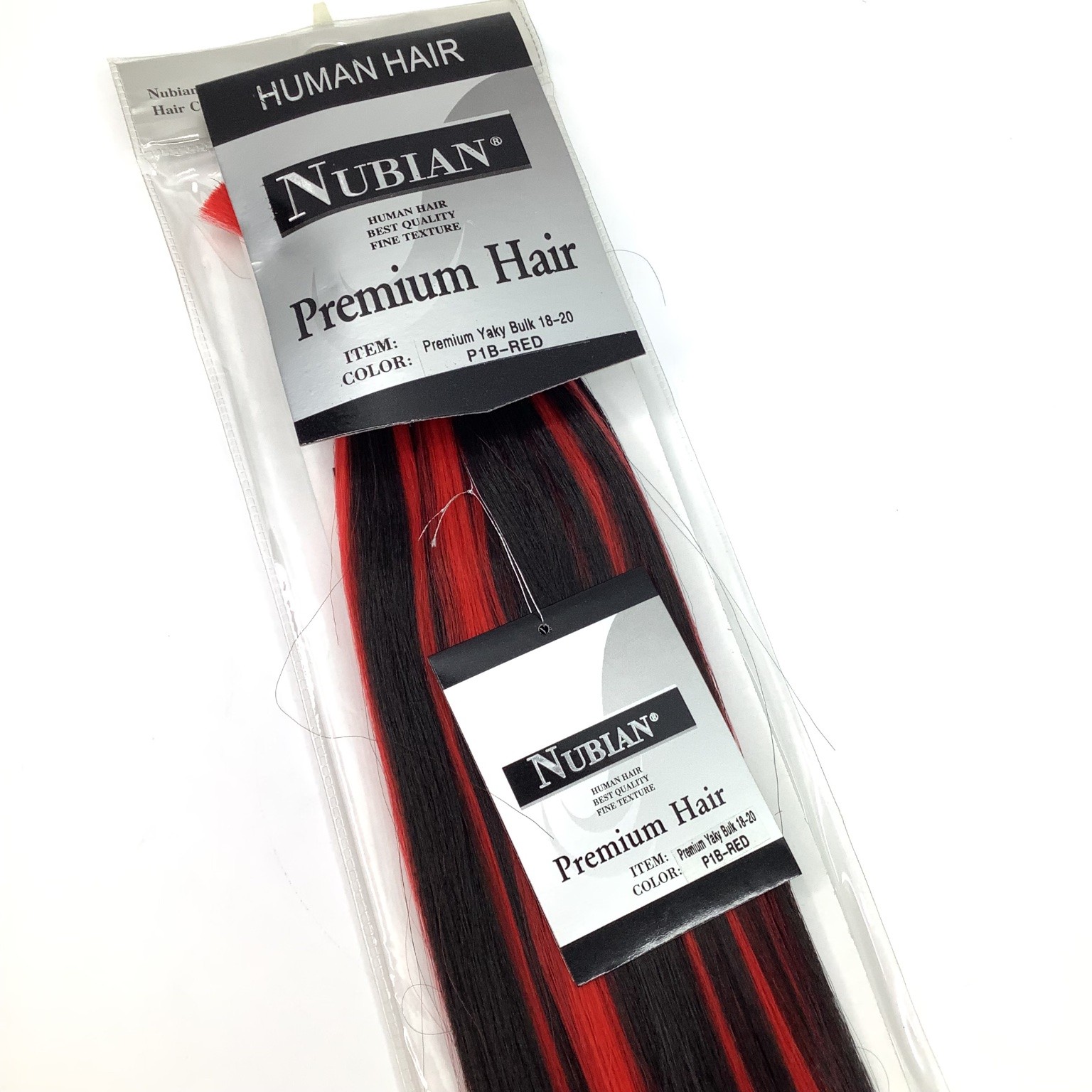 NUBIAN Premium Yaky Bulk Human Hair Extensions P1B-RED 18-20 Inch