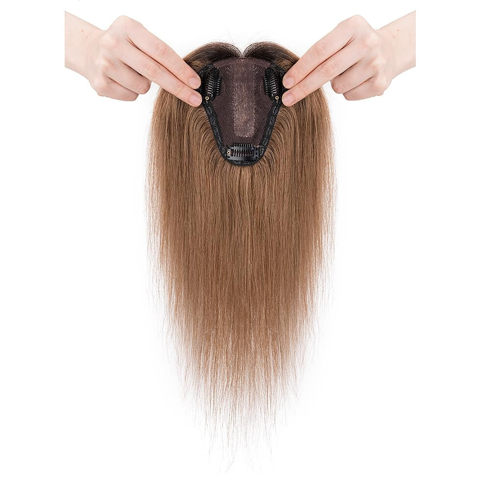MY-LADY Human Hair Toppers for Women Real Human Hair 10 Inch Chocolate Brown