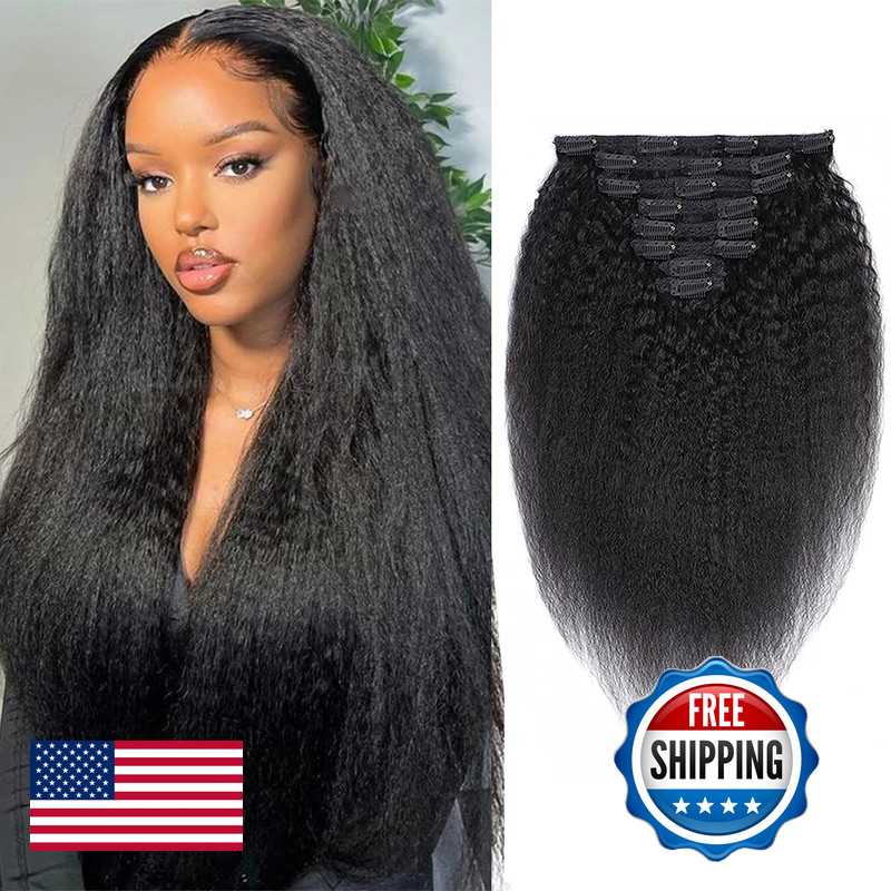 Feelgrace Yaki Straight Clip Ins Hair Extension For Black Women Natural Color