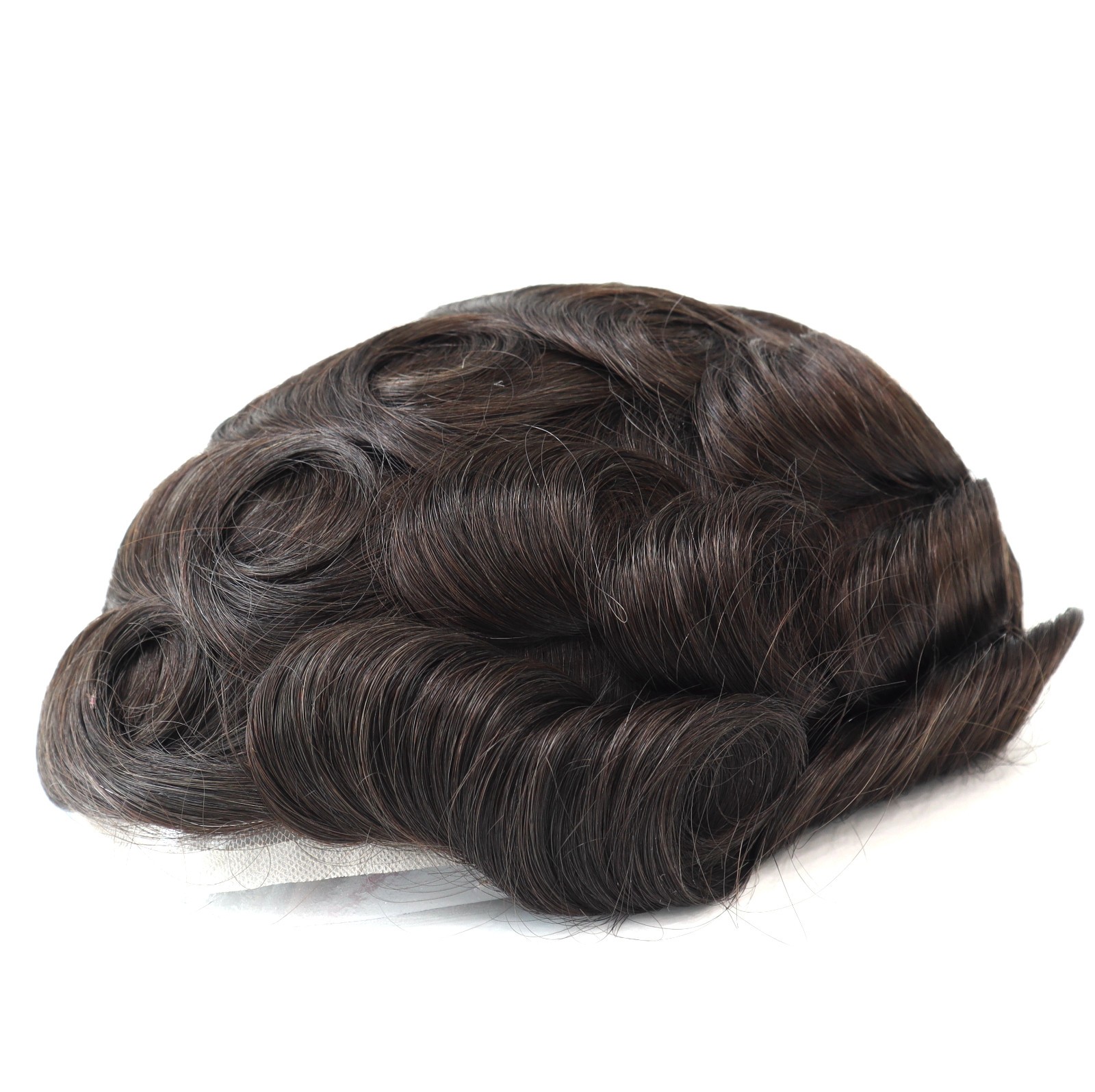 Toupee for Men Human Hair French Lace Hairpiece Dark Brown Hair System Q6 8X10#2
