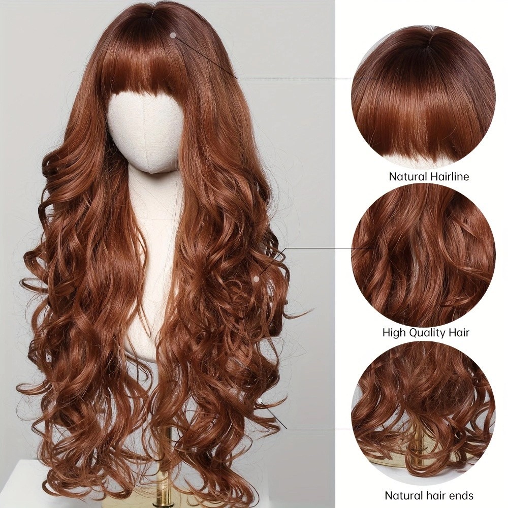 30 Inch Long Curly Wig Ombre Blonde Red Synthetic Wigs Heat Resistant Hairpiece