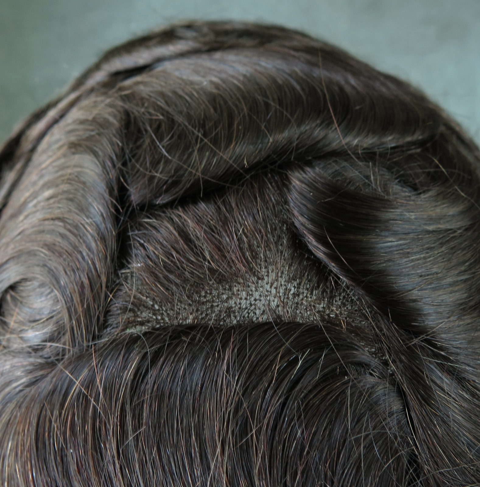 Mens Human Hair System Unit 0.12mm Poly Skin Toupee Dark Brown Hairpieces #2