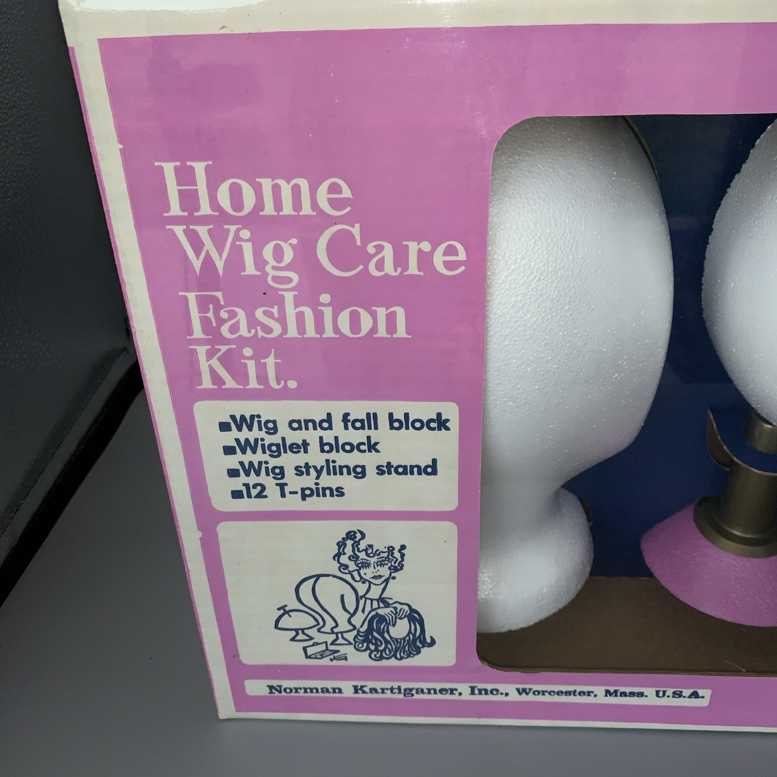 Home Wig Care Fashion Kit. Wig With Box And Norman Kartiganer Stand (CT) New