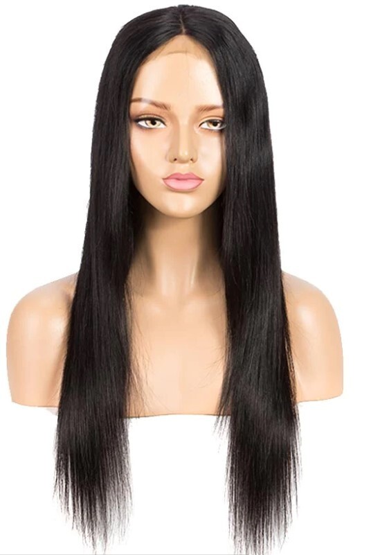 28 inch Human Hair Wig Natural Dark Brown Straight Premium quality
