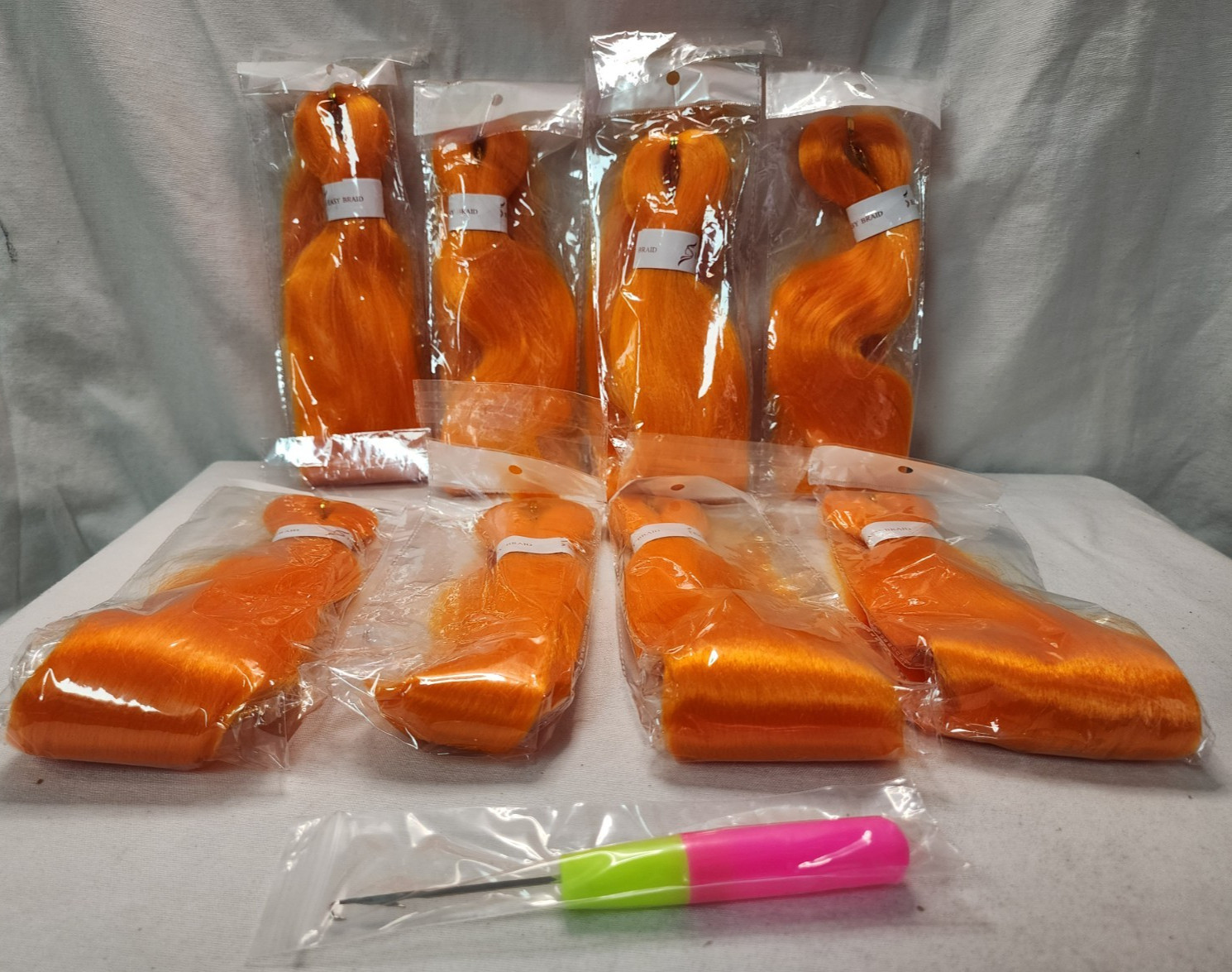 Msloosily Pre-Stretched Braiding Hair 8 PK 20 Inch Synthetic Twist Braids,Orange