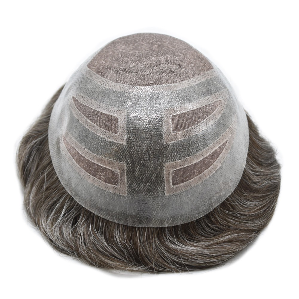Swiss Lace Front Mens Toupee Hairpieces Mono Pu Hair Replacement System for Men