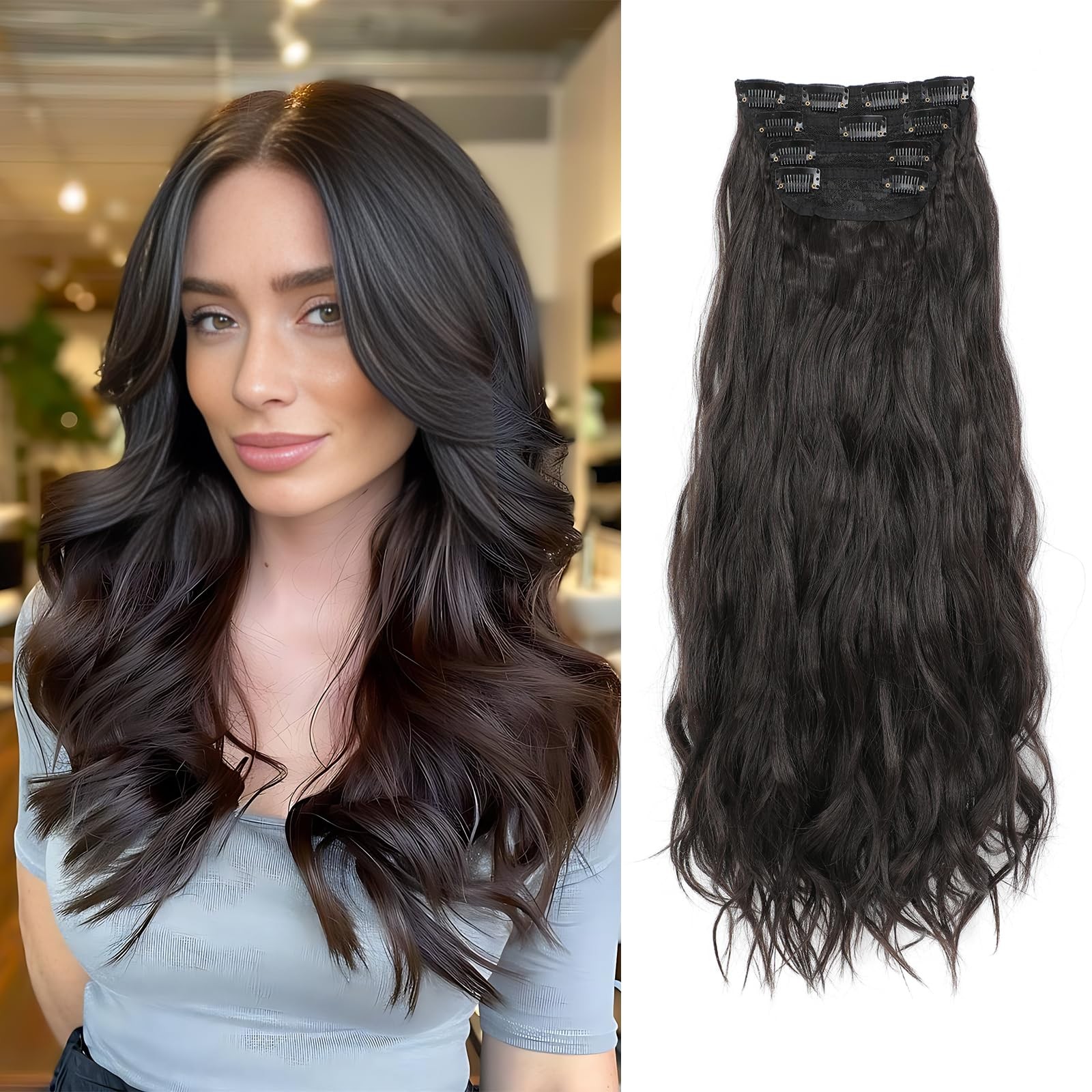 Clip in Hair Extensions 4 Pcs, 16 Inch, 4