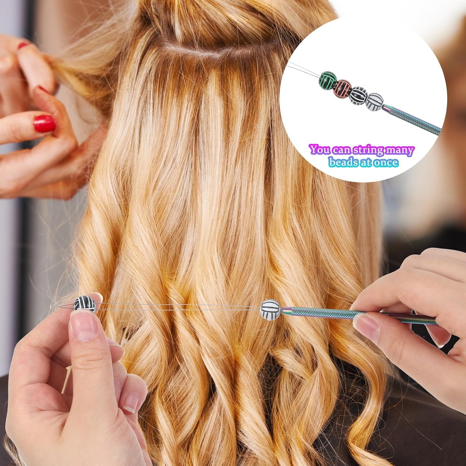 2 Pcs Hair Extension Tools Stainless Steel Loop Needle Pulling Hook Tool, Hair