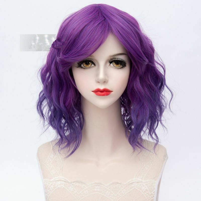 Synthetic Halloween 35cm Short Ombre Fancy Curly Cosplay Stylish Party Wig