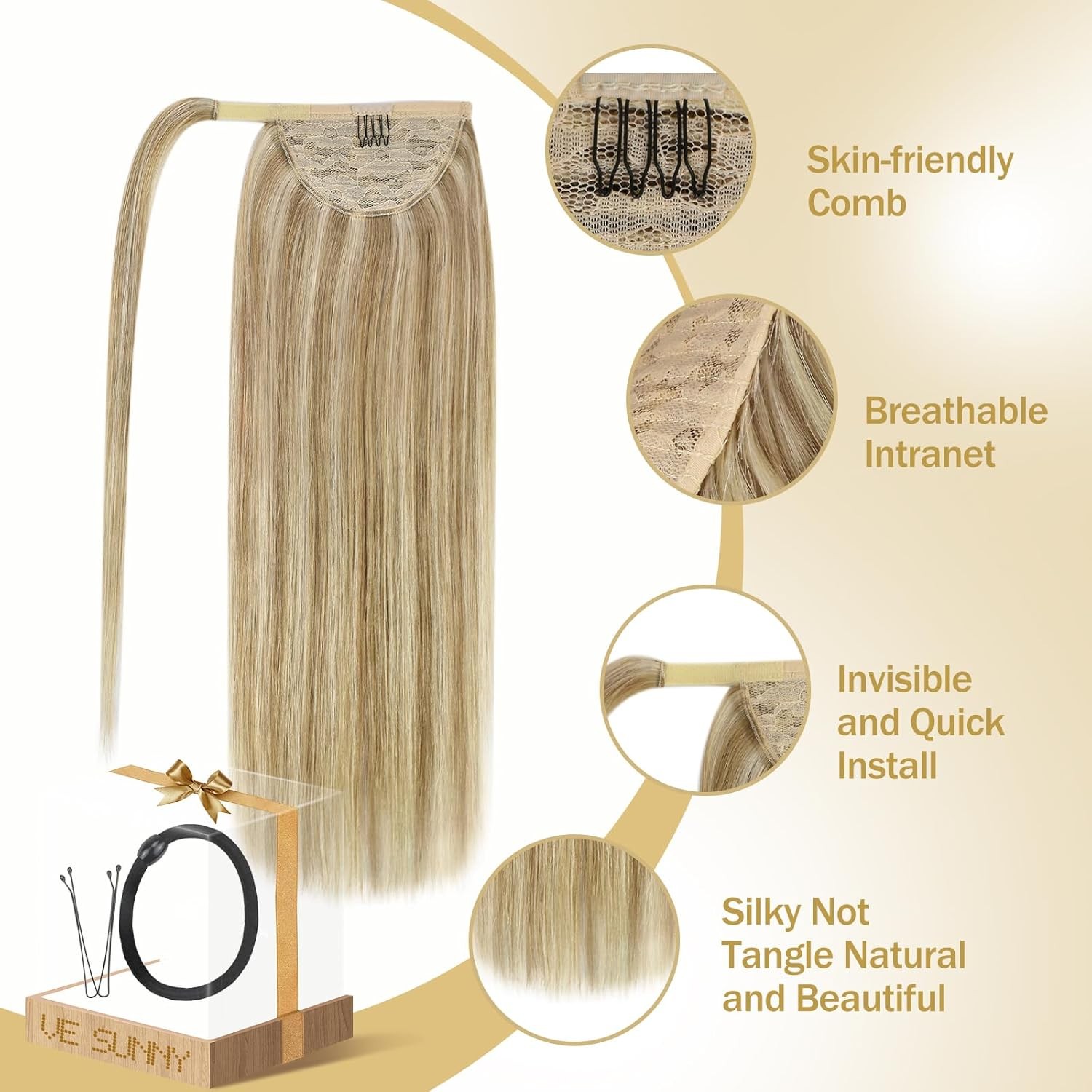 Sunny Hair PONYTAIL 20in Dark-Light Blonde Hair Extensions – P16-22_20_80G