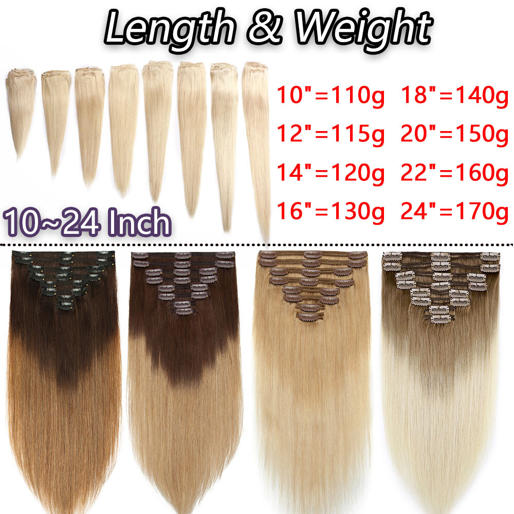 Double Weft 170G+ Clip In Real Remy Human Hair Extensions Full Head THICK Brown