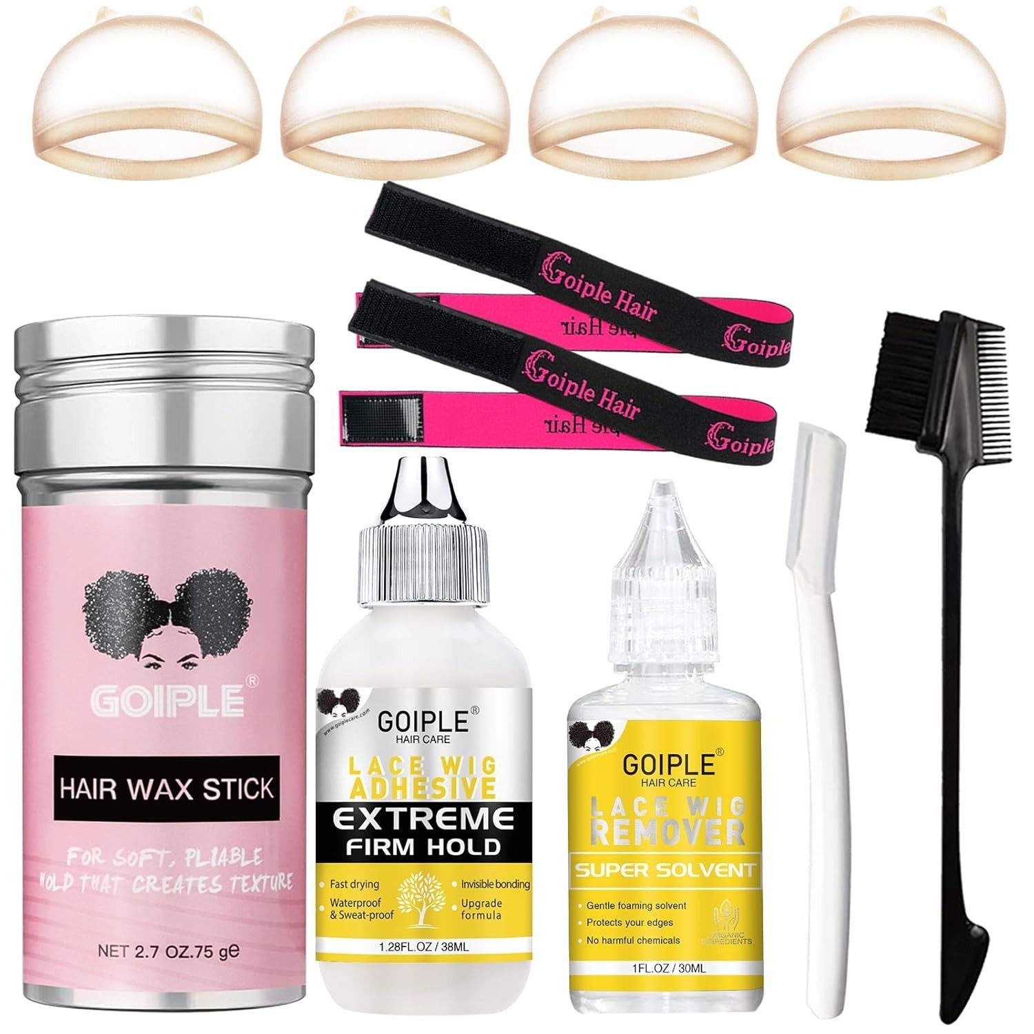 Lace Wig Glue Kit Lace Front Glue Kit for Wigs, Strong Hold Adhesive for Wigs an