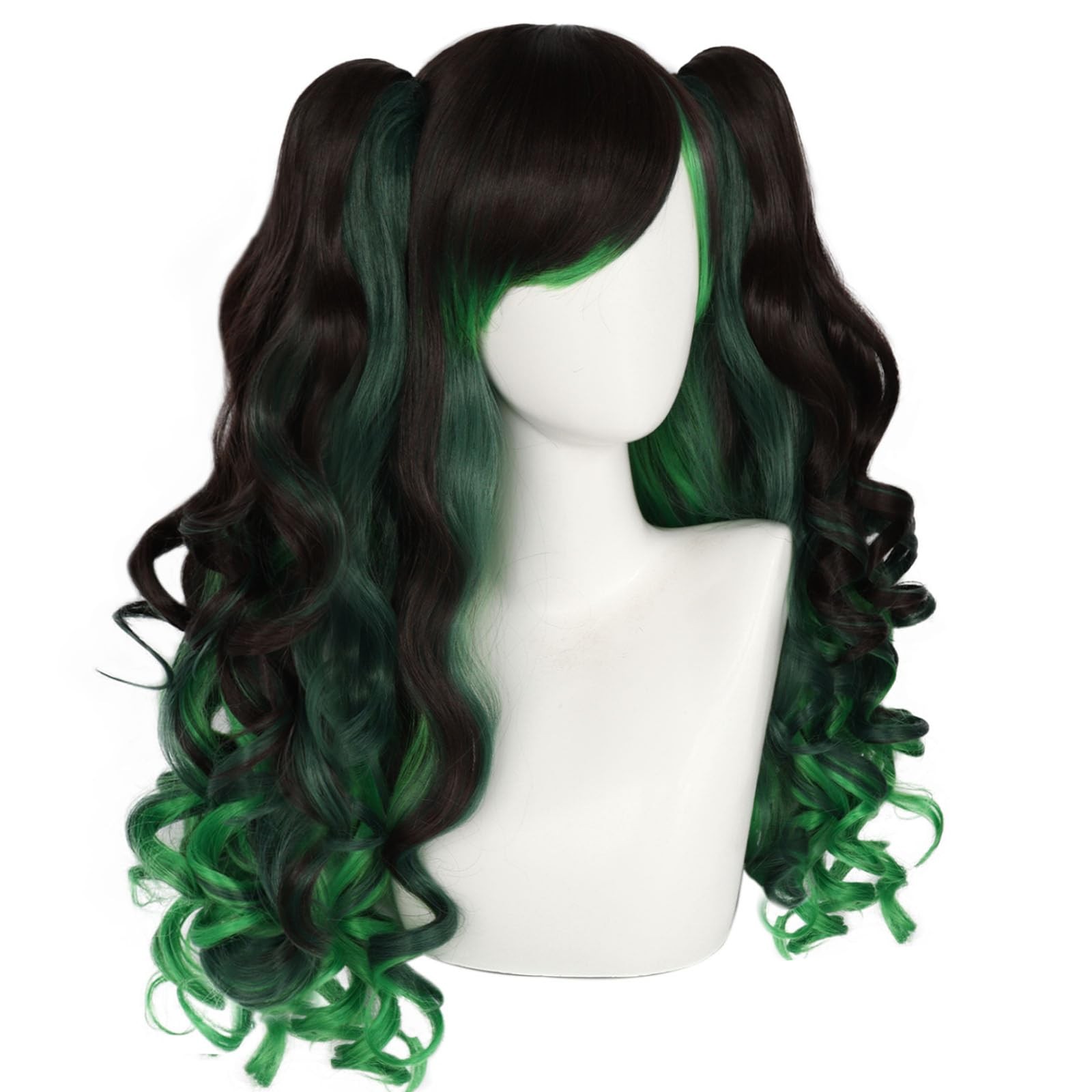 Hair Cap+Dark Green Lolita Wig for Women Green Mixed with Black Cosplay Wig w…