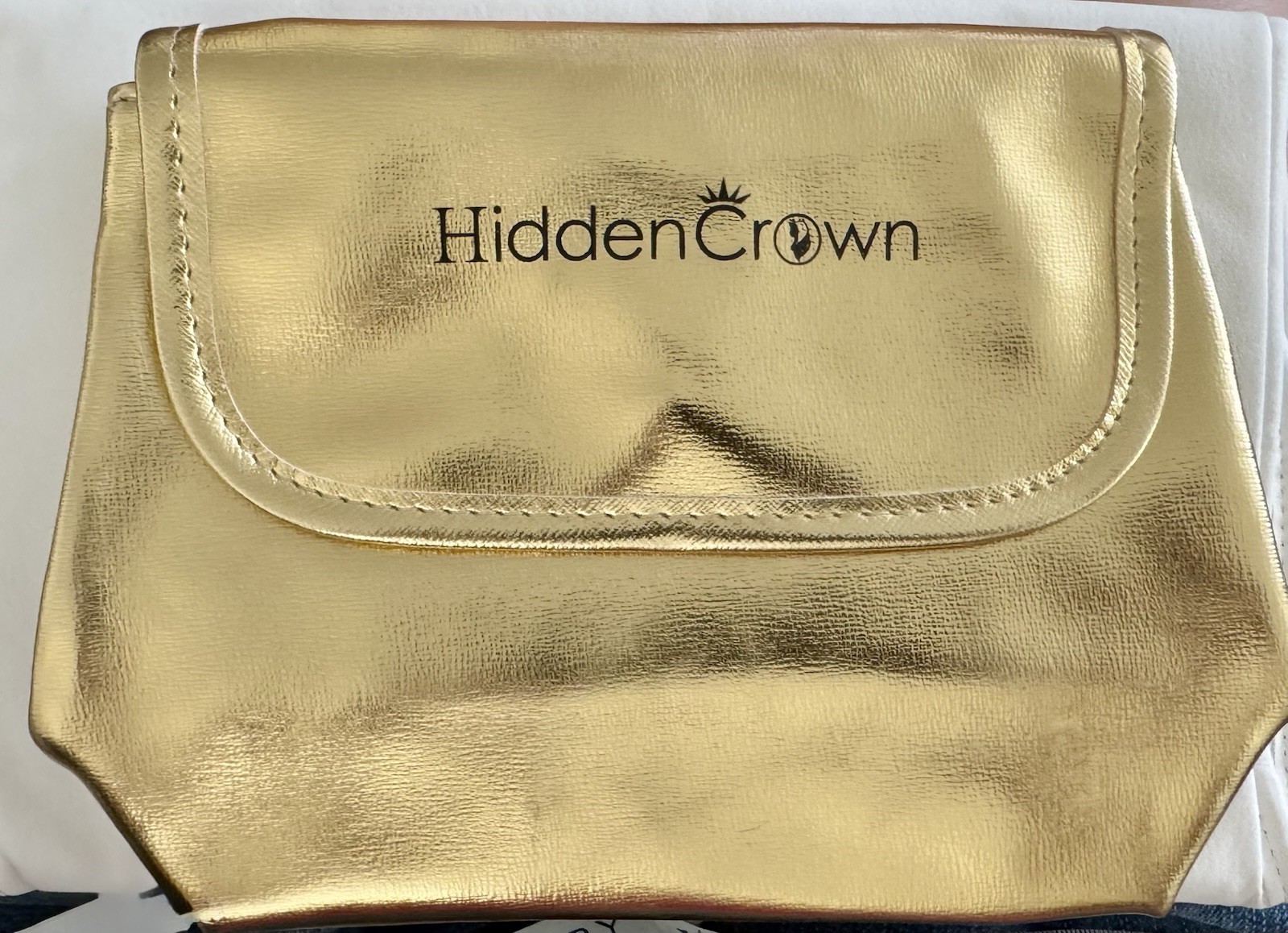 Hidden Crown Gold Metallic Hair Extensions Storage Clutch w/ Flap Closure New