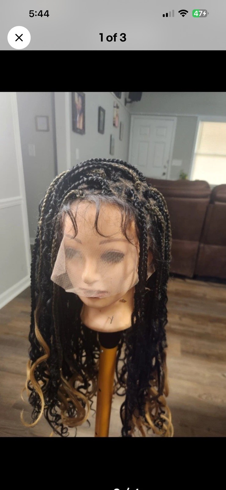Braided full Lace Curly Black Brown Blonde Free-Part Wig with Baby Hair