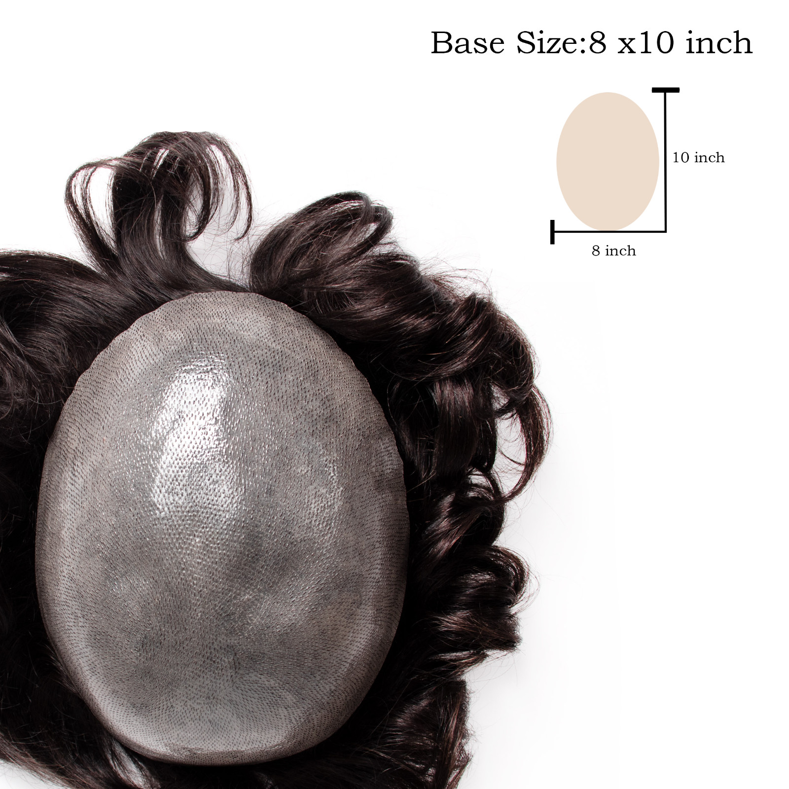 GEX Mens Toupee Hair Piece V-loop 0.12mm Thin Skin Human Scalloped Front