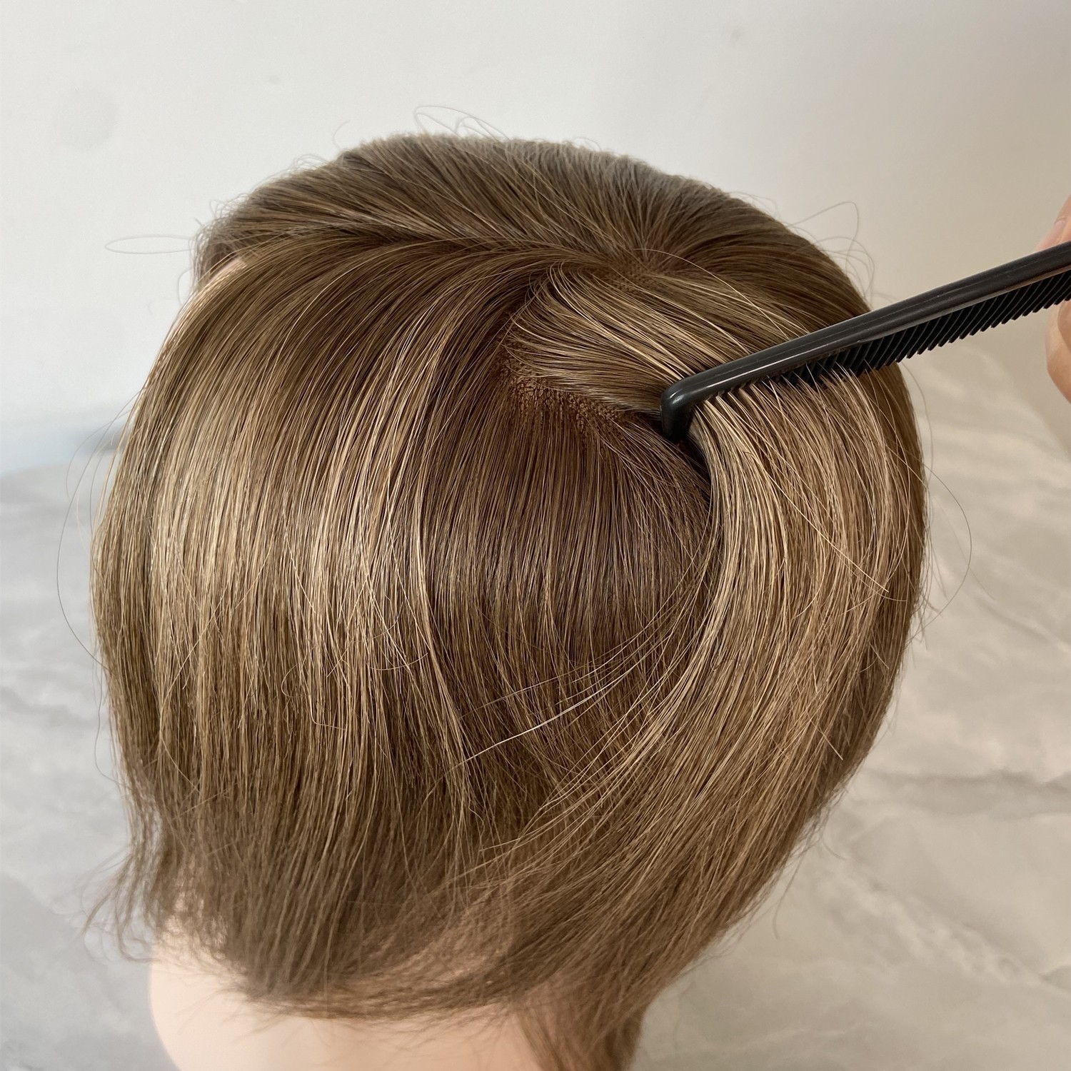 100% HUMAN RUSSIAN HAIR TOPPER MONO 5″X5″ BASE 14″ BROWN FREE PARTING HIGHLIGHTS