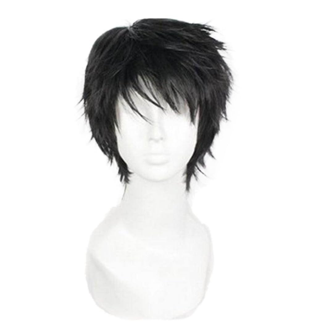 Men Short 11.81”/30cm Black Curly Wig, Multifunction Fluffy Layered Frizzy Cosp