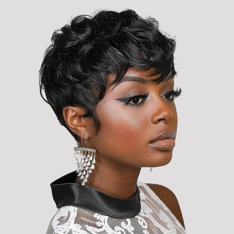 Pixie Cut Wig Short Curly Wigs for Black Women African Short Cut Wigs Synthetic