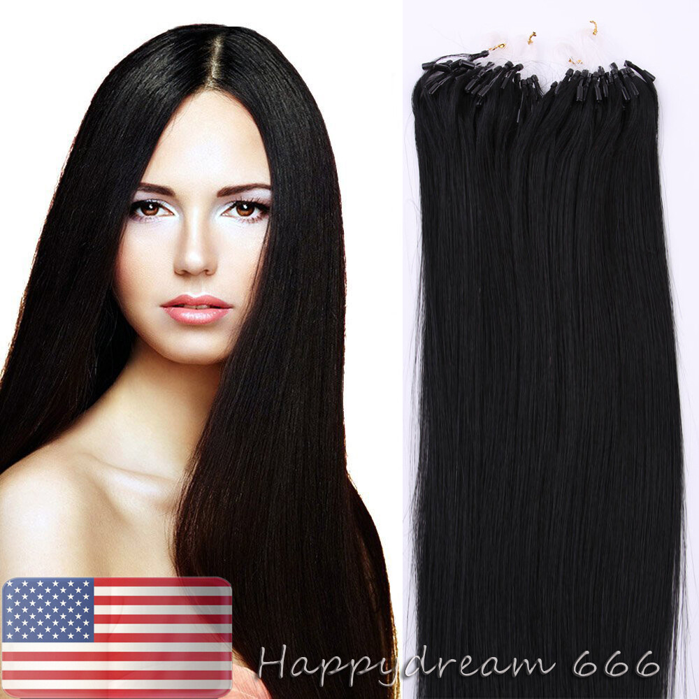 Micro Loop Ring Remy Human Hair Extensions Micro Bead Links Russian Hair 100-200