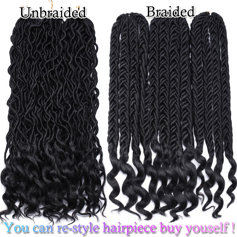 US Goddess Locs Deep Curly Faux Locs Dreadlocks Crochet Braids Hair Curly Ends